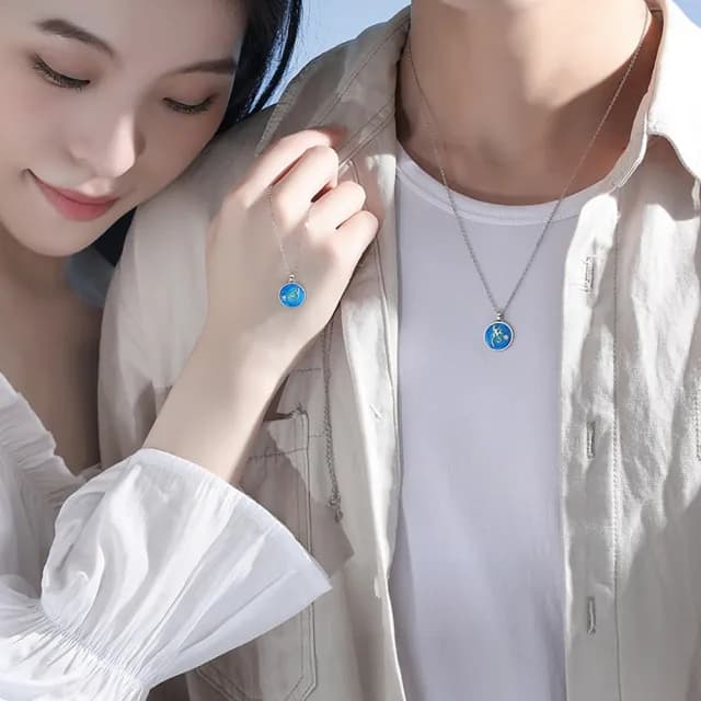 【米蘭精品】現貨+預購 925純銀項鍊情侶對鍊(一鹿有你琺瑯鑲鑽生日聖誕節交換禮物74cj73)