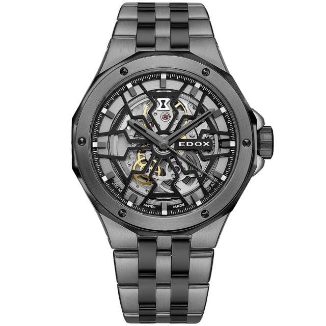 【EDOX 伊度】Delfin Mecano 魔幻巡洋 鏤空200米機械錶/43mm 送禮 禮物 推薦(E85303.357GNM.NGN)