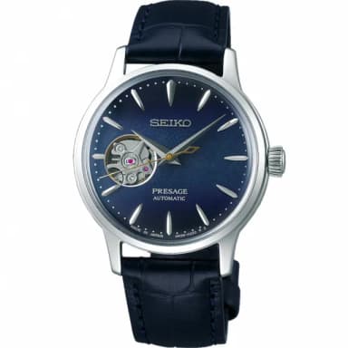 【SEIKO 精工】Presage Cocktail 調酒師藍月機械女錶指針錶 手錶 禮物 畢業(4R38-01Y0B/SSA785J1)