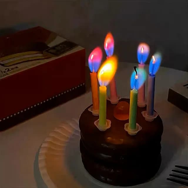 【MyDuck】12支 彩虹火焰蛋糕裝飾生日蠟燭(網紅生日派對盒裝氣氛裝飾道具)