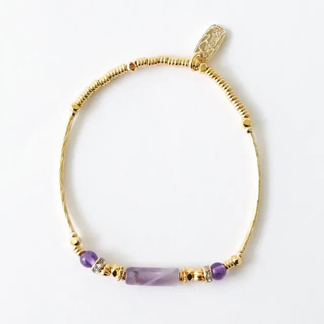 【Ficelle】招貴人 紫水晶 K金 京都藝伎小夜曲手鍊(輕珠寶 天然石 磁場  開運 設計款 手工製作)