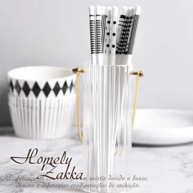 【Homely Zakka】北歐經典復古黑白浪漫系列陶瓷筷子25cm_禮盒5雙組(餐具 筷子 碗筷 陶瓷餐具)