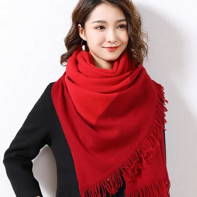 【米蘭精品】現貨+預購 100%羊毛圍巾保暖披肩(拼色百搭流蘇女配件情人節生日聖誕節交換禮物7色74dl62)