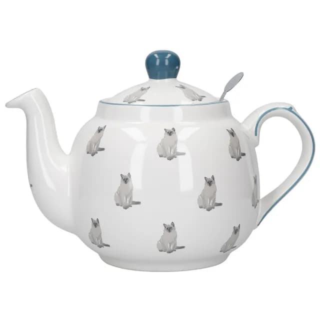 【LondonPottery】Farmhouse石陶濾茶壺 貓900ml  / 泡茶 下午茶 茶具 88父親節禮物