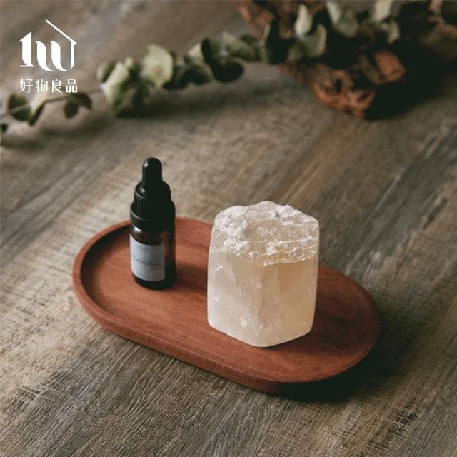 【好物良品】木質托盤款_天然晶石精油擴香石香氛禮盒(無火香薰石 辦公桌裝飾品 開運擺件 聖誕節交換禮物 /