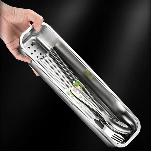 【PUSH!】餐具廚房用品304不銹鋼筷子瀝水盒筷籠瀝水盒(筷勺刀叉收納盒D302)