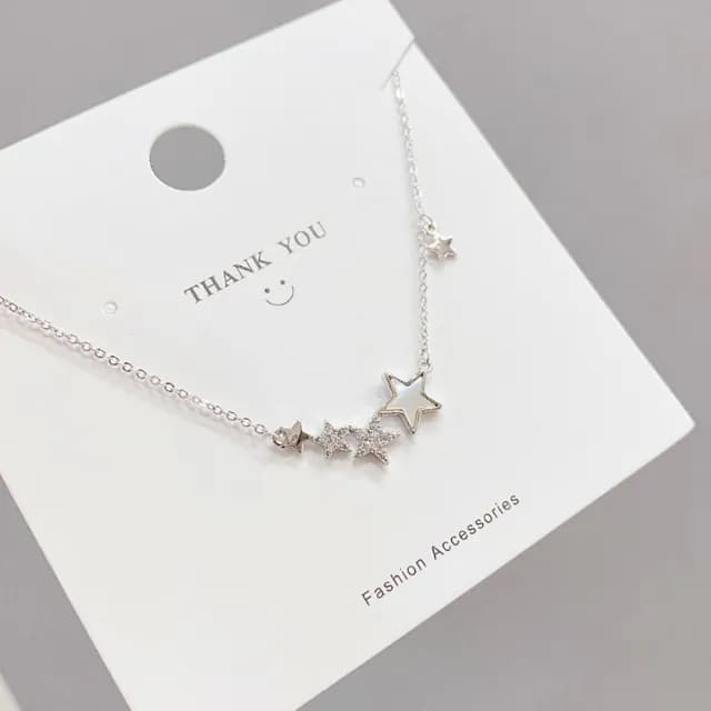 【Umi】韓式東大門簡約奢華時尚優雅百搭銀項鍊180(浪漫天空星星造型微鑲鑽 韓劇 精緻情人節禮物)