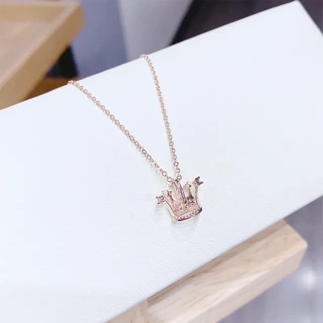 【Umi】韓式東大門簡約奢華時尚優雅百搭銀項鍊(浪漫皇冠造型微鑲鑽 韓劇 精緻情人節禮物)