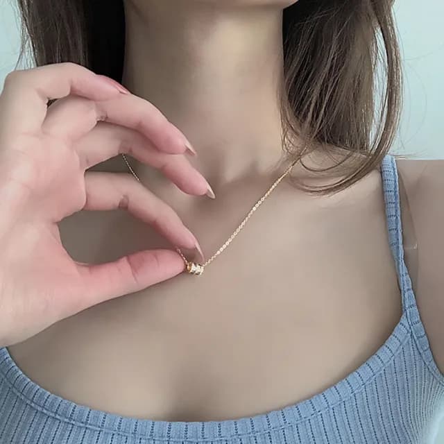 【Umi】浪漫心之滾輪奢華時尚優雅百搭銀項鍊232(韓劇 精緻情人節禮物)