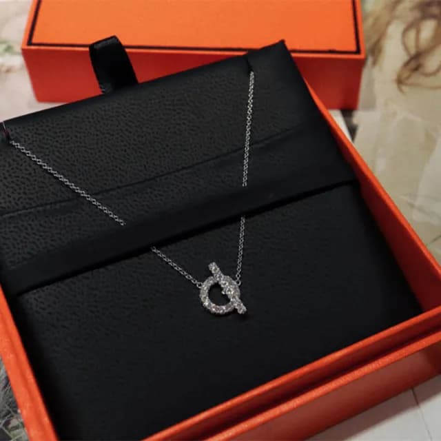 【Umi】韓式東大門圓圈一字扣微鑲鑽簡約奢華時尚優雅百搭銀項鍊(韓劇精緻情人節禮物)