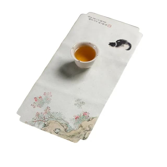 【PUSH!】品茗喝茶具典雅風防水茶席桌布禪意中式復古茶盤桌旗(茶巾小號2入套組T26)