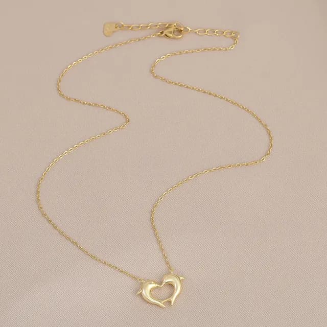 【Umi】韓式東大門簡約奢華時尚優雅百搭銀項鍊62653(浪漫雙海豚跳躍造型 韓劇 精緻情人節禮物)