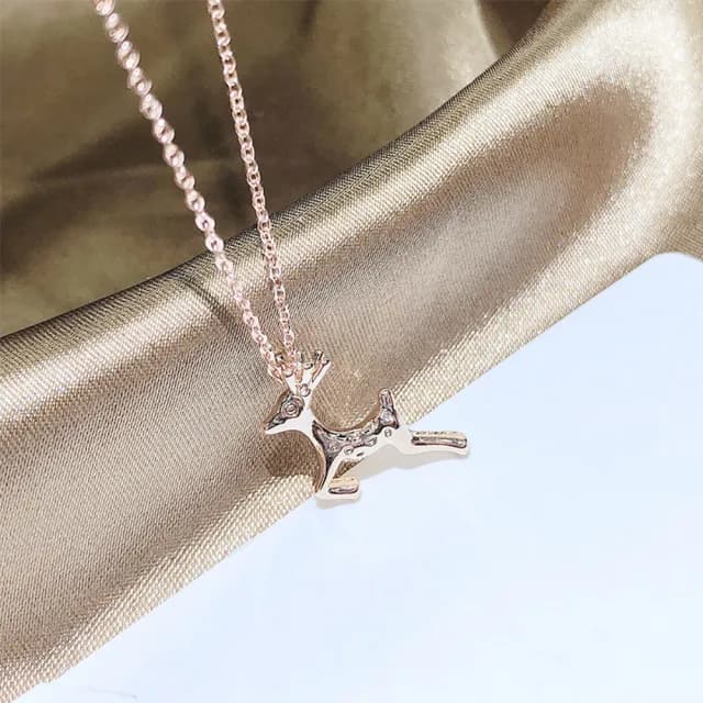 【Umi】韓式東大門簡約奢華時尚優雅百搭銀項鍊(浪漫小鹿麋鹿造型 韓劇 精緻情人節禮物)