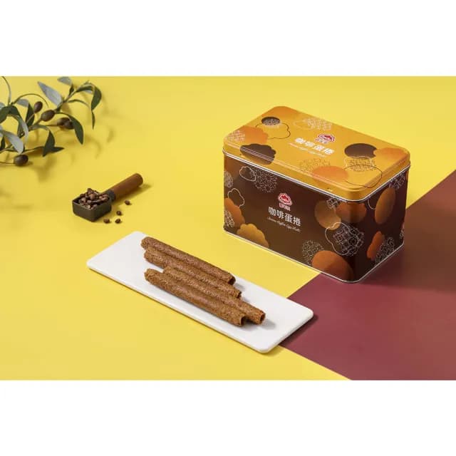 【喜年來】咖啡蛋捲禮盒附禮袋(320g)  (TQF微笑標章)