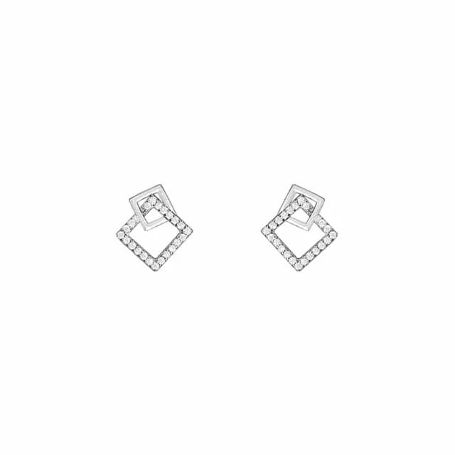 【A&R】s925純銀幾何鏤空方塊耳環(抗過敏 四方形 正方形 耳針 情人節 生日禮物)