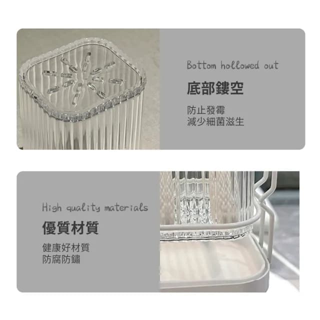 【OMG】雙筒分格瀝水餐具架 筷子瀝水筒 廚具刀具收納架(筷架 刀架 餐具架 餐具收納 廚房置物)
