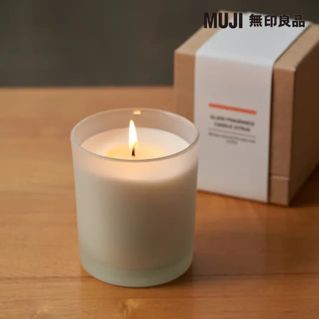 【MUJI 無印良品】附杯芬香蠟燭.柑橘香味/200g