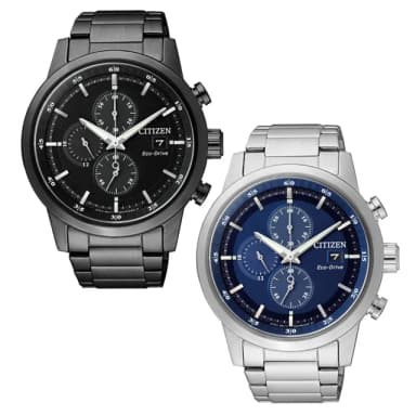 【CITIZEN 星辰】Chronograph 光動能 碼錶計時 情侶錶 對錶 情人節 送禮 禮物推薦(CA0615-59E/CA0610-52L)