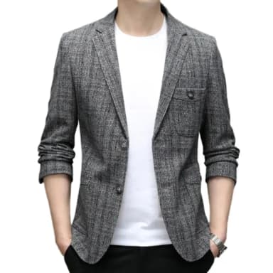 【米蘭精品】現貨+預購 西裝外套休閒西服(格子毛呢修身春秋男外套父親節禮物2色74eb34)