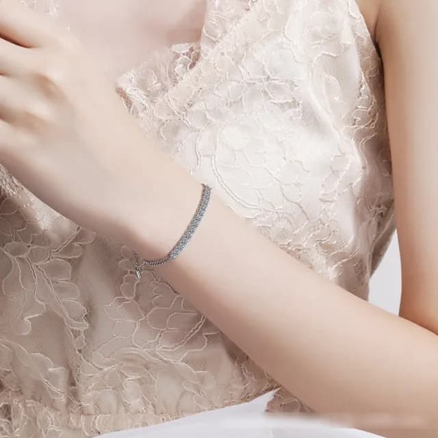 【巴黎精品】現貨+預購 莫桑石莫桑鑽手鍊925純銀銀飾(1.3ct華麗滿鑽可調生日情人節禮物女飾品v1ae30)