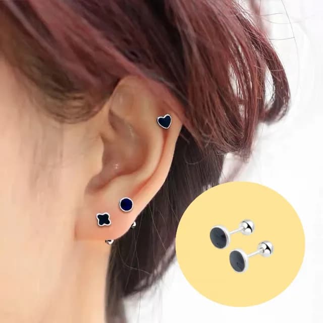 【A&R】韓版s925純銀迷你幾何圓形款轉珠耳環 兩色任選(鎖珠 螺絲耳扣 鎖式 情人節 生日禮物)