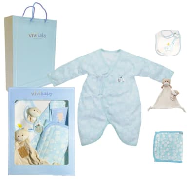 【VIVIBABY】100%純棉 新生兒禮盒 彌月禮盒 送禮自用 嬰兒禮盒(親膚透氣 100%MIT台灣製造 送禮自用)
