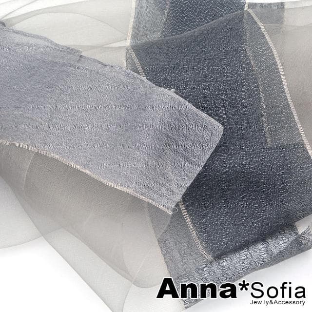 【AnnaSofia】真絲羊毛混紡大尺寸披肩絲巾圍巾-絲點橫條鏤空 現貨(銀灰系)