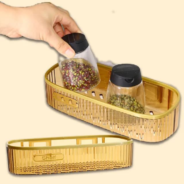 【質感家居】輕奢瀝水壁掛式置物架(瓶罐架 調味料架 菜瓜布架 沐浴乳 保養品 浴室置物籃) 