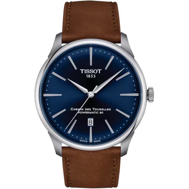 【TISSOT 天梭 官方授權】杜魯爾系列 80小時動力儲存機械腕錶-42mm/藍x咖啡 情人節 禮物(T1394071604100)