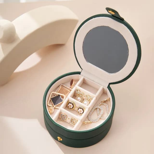 【帕斯特收納生活】歐風典雅圓形首飾盒 飾品 可攜帶珠寶盒 戒指 耳環 母親節禮物(收納盒)