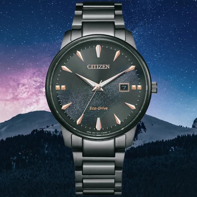 【CITIZEN 星辰】PAIR系列 銀河黑金限定款 光動能時尚腕錶 父親節 禮物 送禮 推薦(BM7595-89E)