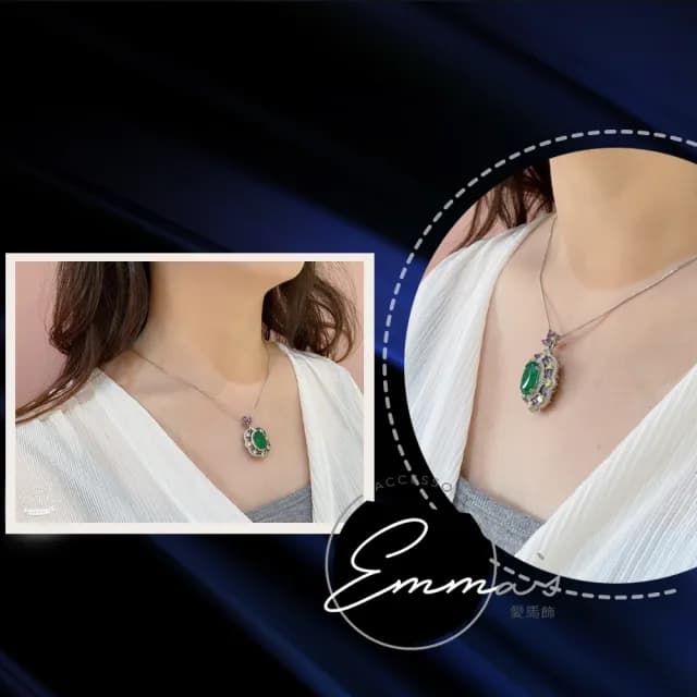 【Emmas愛馬飾】精工3A鋯石招財碧綠黃寶石墜鏈(母親節禮物)