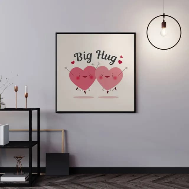 【菠蘿選畫所】Big Hug-60x60cm(可愛情人節插畫/情人節禮物)