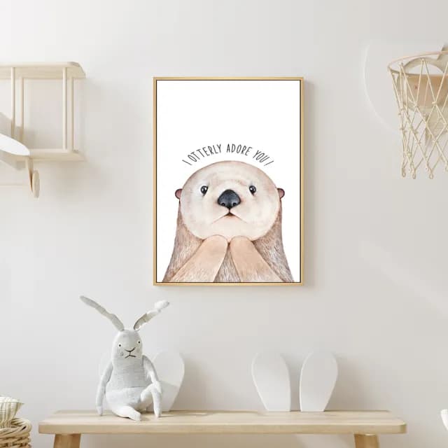 【菠蘿選畫所】I Otterly Adore You-50x70cm(北歐風可愛療癒海獺掛畫/兒童房佈置/新居禮物)