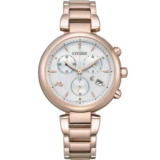 【CITIZEN 星辰】XC 浪漫粉紅金Eco-Drive  光動能碼表計時女錶 手錶 禮物 推薦(FB1456-65A)