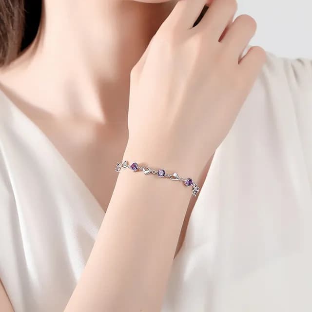 【巴黎精品】現貨+預購 925純銀手鍊鋯石手鏈(繁星點點心形生日情人節禮物女飾品3色v1ar88)