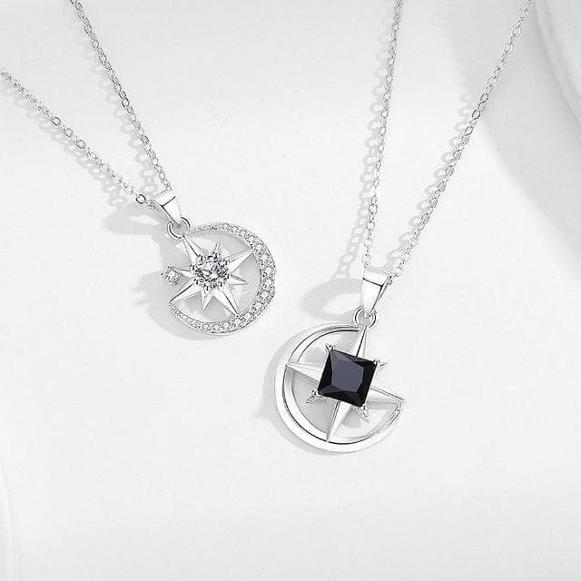 【巴黎精品】現貨+預購 925純銀項鍊情侶對鍊(星月之戀鋯石生日情人節禮物男女飾品2款v1ar78)
