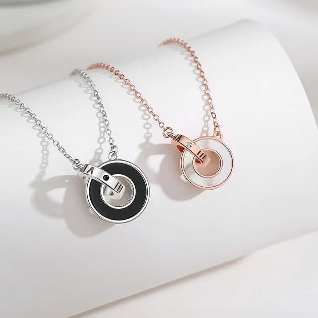 【巴黎精品】現貨+預購 925純銀項鍊情侶對鍊(環環相扣鋯石生日情人節禮物男女飾品2款v1ar86)