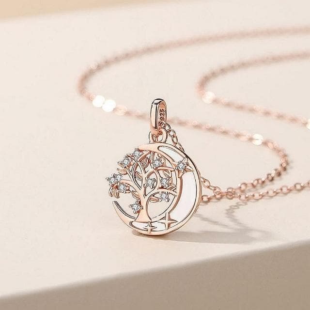 【巴黎精品】現貨+預購 925純銀項鍊情侶對鍊(月亮樹之戀鋯石生日情人節禮物男女飾品2款v1ar111)