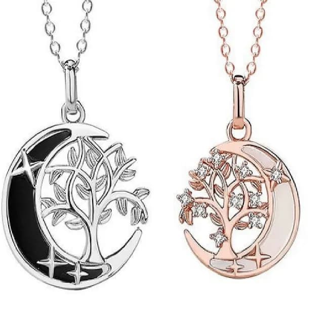 【巴黎精品】現貨+預購 925純銀項鍊情侶對鍊(月亮樹之戀鋯石生日情人節禮物男女飾品2款v1ar111)