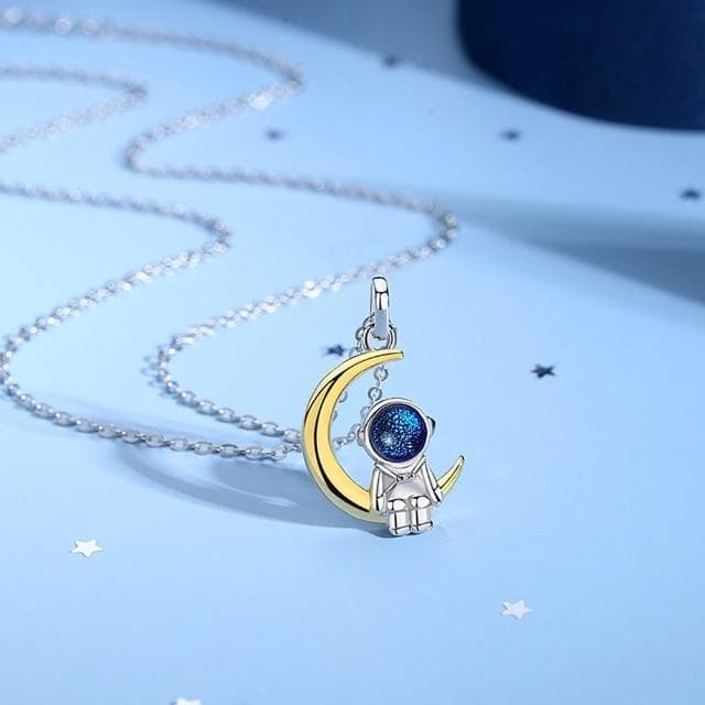 【巴黎精品】現貨+預購 925純銀項鍊情侶對鍊(琉璃石宇航員摘星生日情人節禮物男女飾品2款v1ar35)