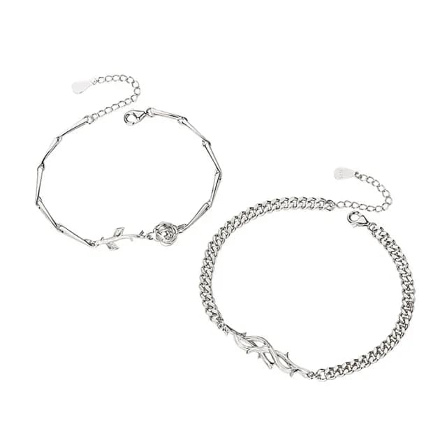 【巴黎精品】現貨+預購 925純銀手鍊情侶對鍊(荊棘玫瑰森林系生日情人節禮物男女飾品2款v1ar57)