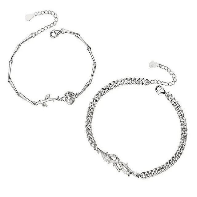 【巴黎精品】現貨+預購 925純銀手鍊情侶對鍊(荊棘玫瑰森林系生日情人節禮物男女飾品2款v1ar57)