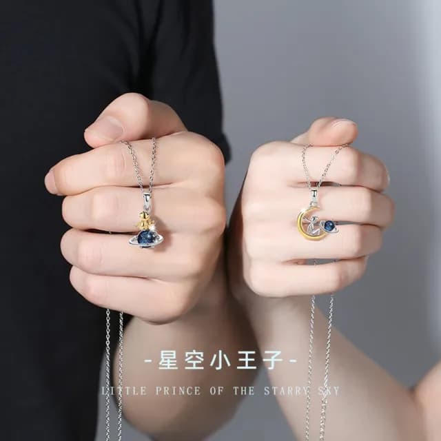 【巴黎精品】現貨+預購 925純銀項鍊情侶對鍊(星空小王子琉璃生日情人節禮物男女飾品2款v1ar45)
