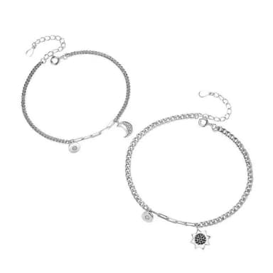 【巴黎精品】現貨+預購 925純銀手鍊情侶手繩(日月磁石相吸生日情人節禮物男女飾品2款v1ar67)
