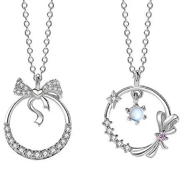 【巴黎精品】現貨+預購 925純銀項鍊鋯石吊墜(星星蝴蝶結琉璃生日情人節禮物女飾品2款v1ar54)