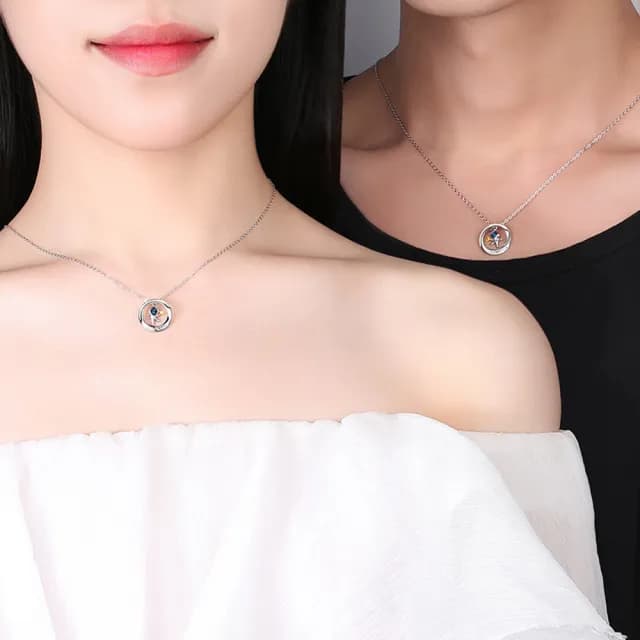 【巴黎精品】現貨+預購 925純銀項鍊情侶對鍊(月光石摘星摘月生日情人節禮物男女飾品2款v1ar62)