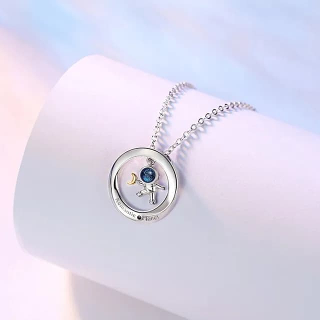 【巴黎精品】現貨秒發 925純銀項鍊情侶對鍊(月光石摘星摘月生日情人節禮物男女飾品2款v1ar62)