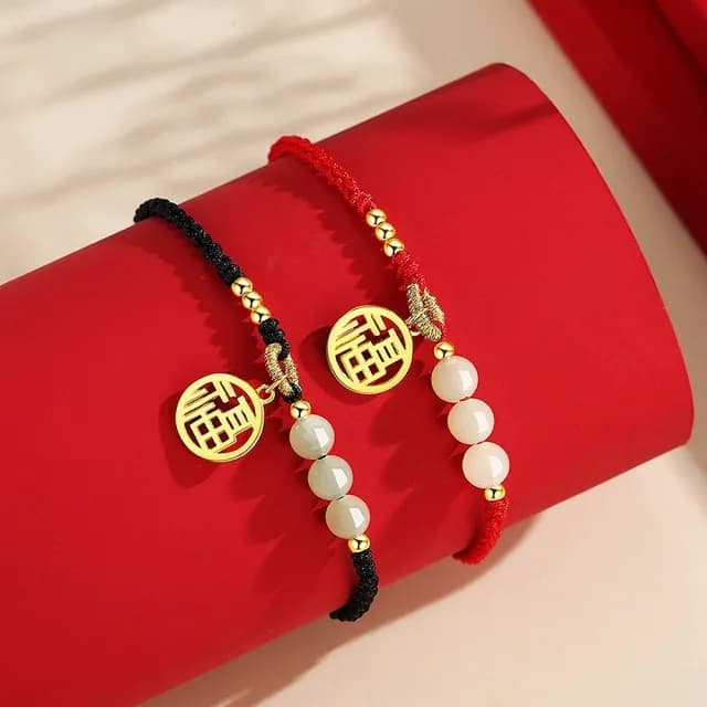 【巴黎精品】現貨+預購 925純銀手鍊和闐玉手繩(福牌串珠情侶生日情人節禮物女飾品2款v1ar11)