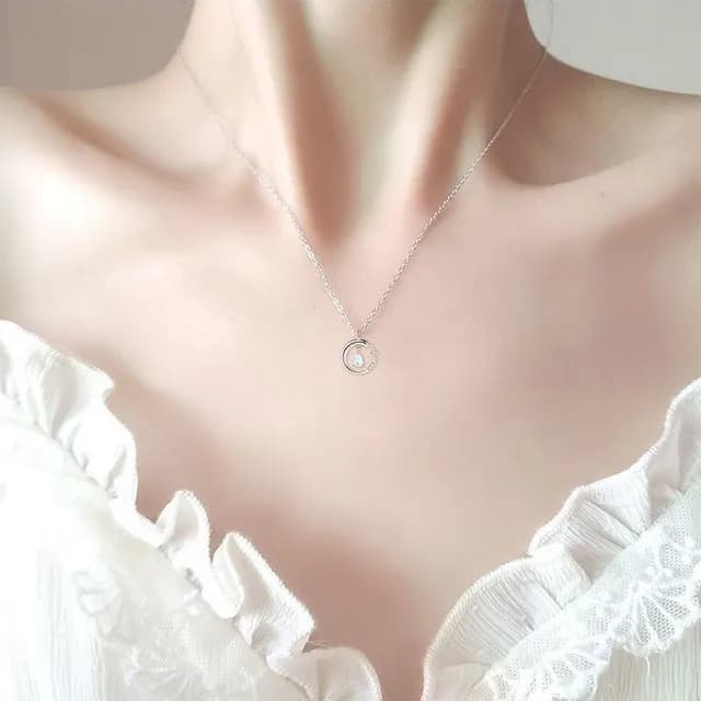【巴黎精品】現貨+預購 925純銀項鍊月光石吊墜(魯伯特之淚鋯石生日情人節禮物女飾品v1ar69)